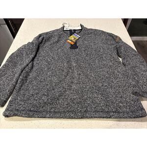 NWT Orvis Mens XXL Brighton Fleece Sherpa Pullover Jacket Quarter Zip Black Grey